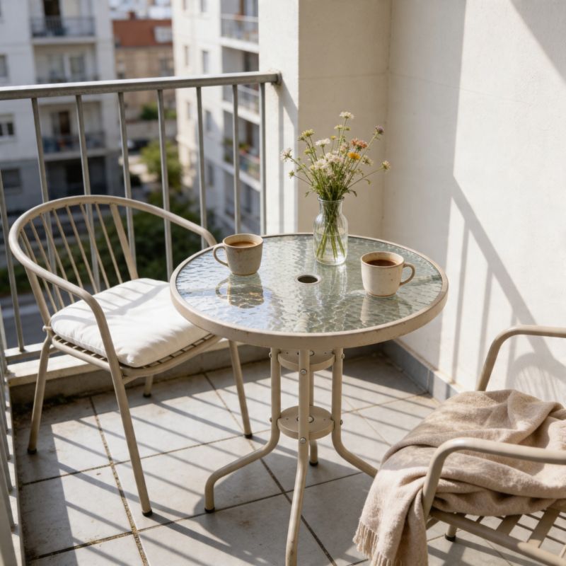 Stolik ogrodowy JUMI na balkon taras 60cm stół szklany balkonowy okrągły metal 1 szt