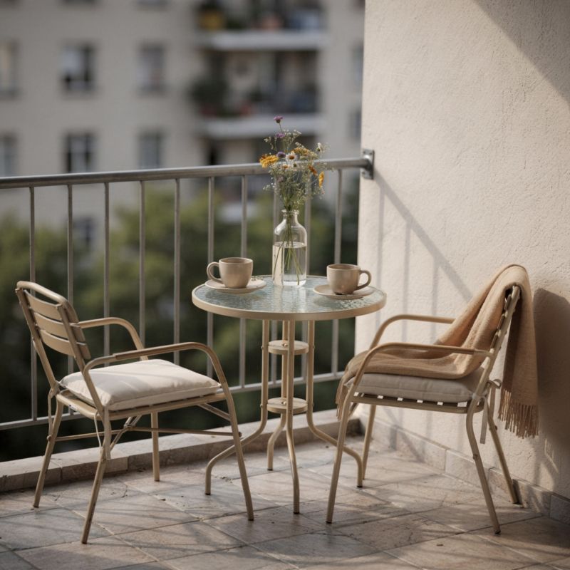 Stolik ogrodowy JUMI na balkon taras 60cm stół szklany balkonowy okrągły metal 1 szt