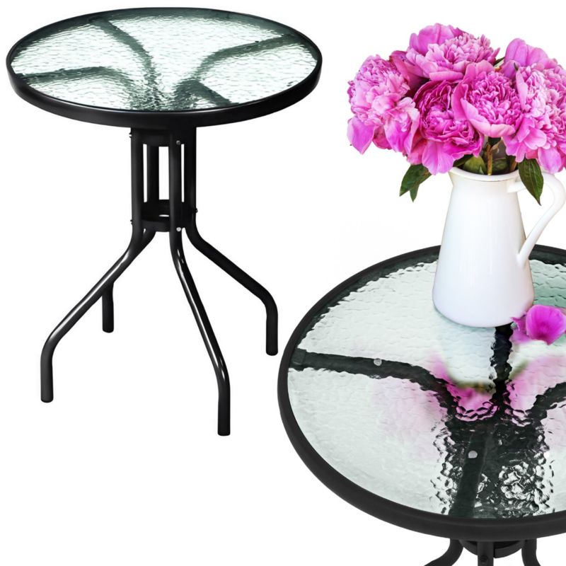 Stolik ogrodowy na balkon taras 60cm Edanti czarny 1 szt.