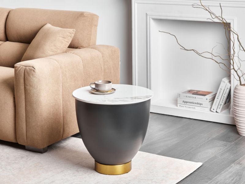 Stolik pomocniczy ceramiczny czarny Nadine 1 szt.
