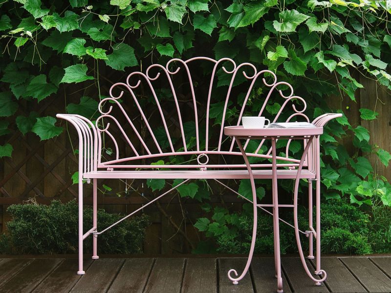 Stolik pomocniczy ogrodowy Cavinia 40 cm 40 cm Metal Różowy 1 szt.