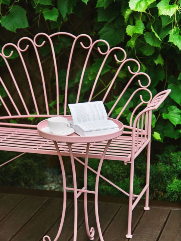 Stolik pomocniczy ogrodowy Cavinia 40 cm 40 cm Metal Różowy 1 szt.