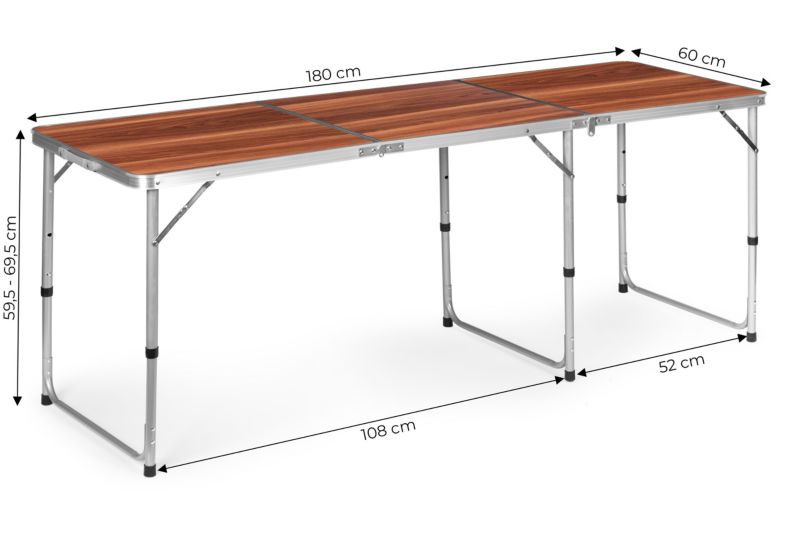 Stolik turystyczny MultiGarden składany 180x60 cm brązowy 1 szt.