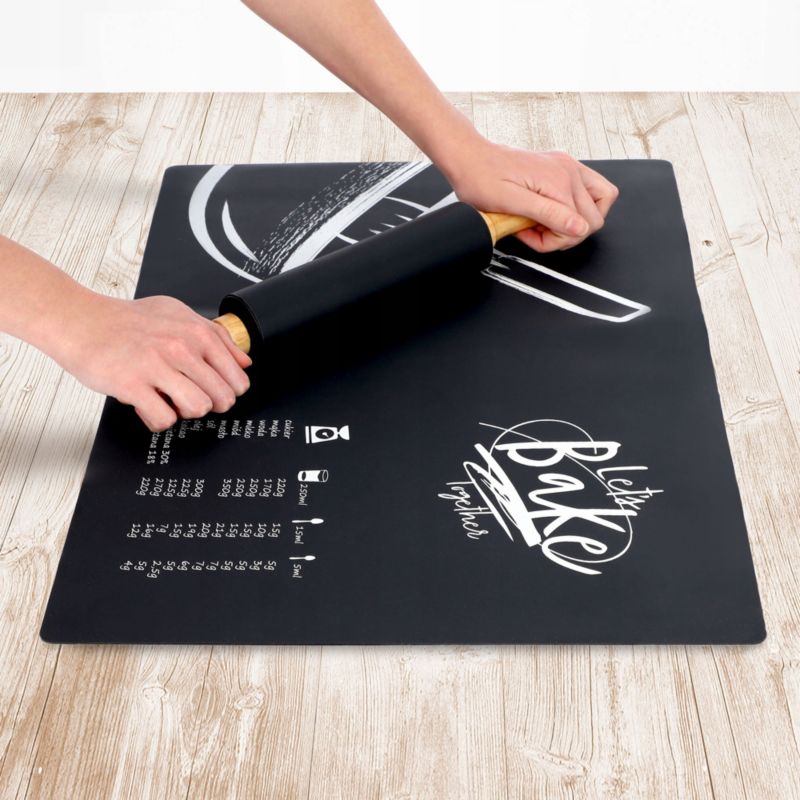 Stolnica KADAX Silikonowa 60x40cm XXL Duża Antypoślizgowa + Wałek Do Ciasta 39cm 1szt.