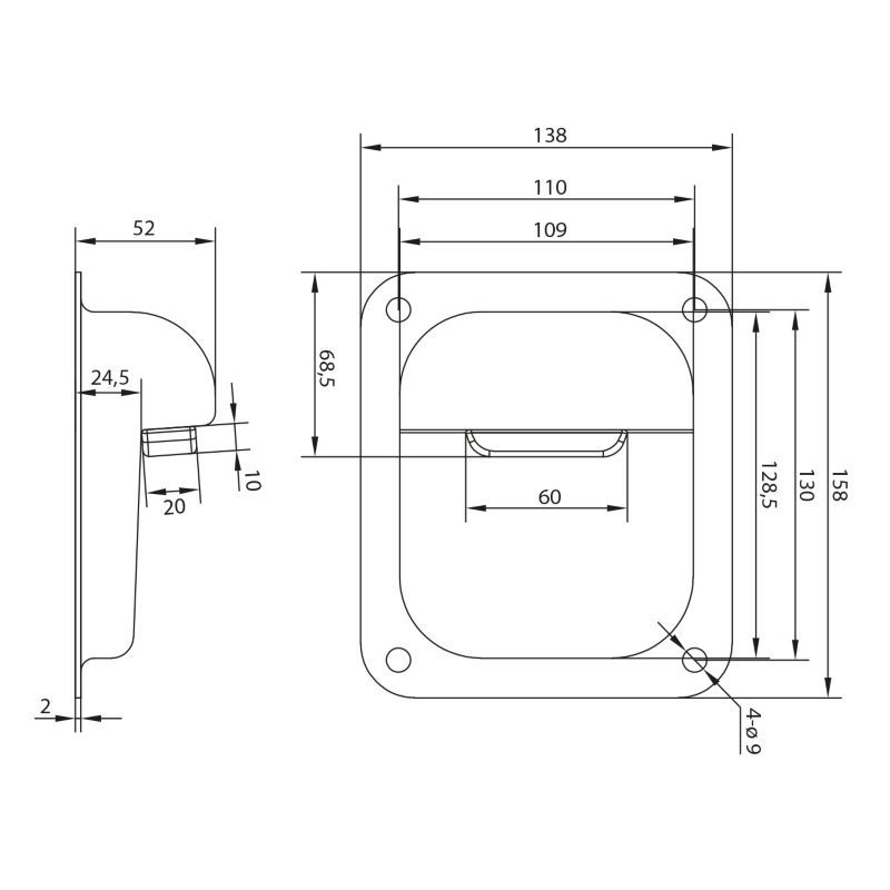 Stoper PSG do bramy z odbojem gumowym  do przykręcania (158x138 mm, H50, ocynk) 1 szt.