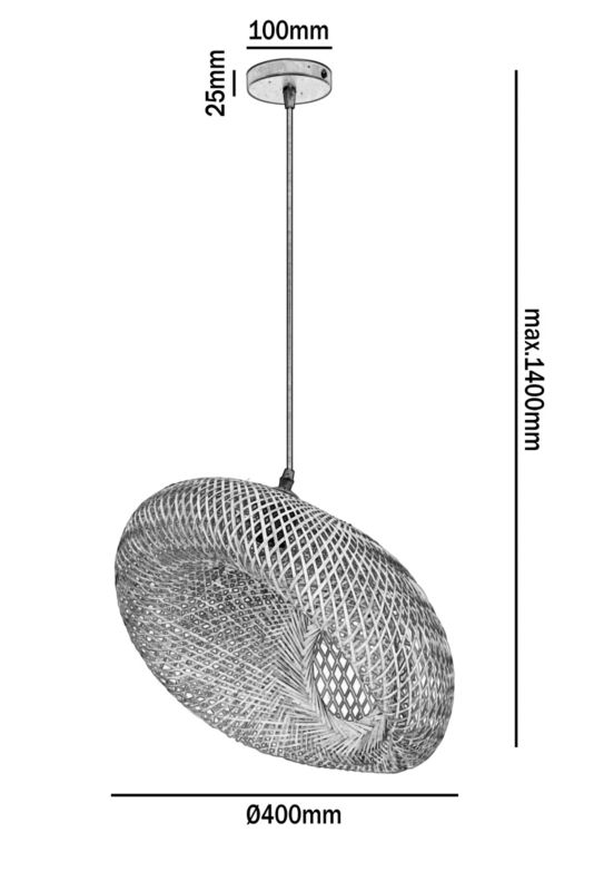 Stylowa lampa wisząca Bemidi S Kobi pleciona 1szt.