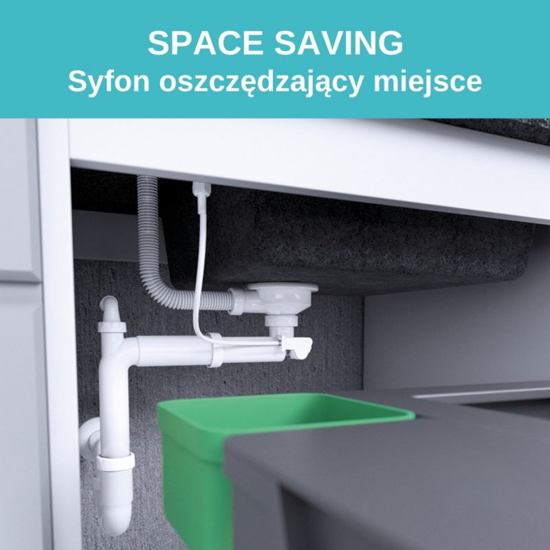 Syfon do zlewu GranMaster  zestaw odpływ zloty-róż korek automatyczny PCV