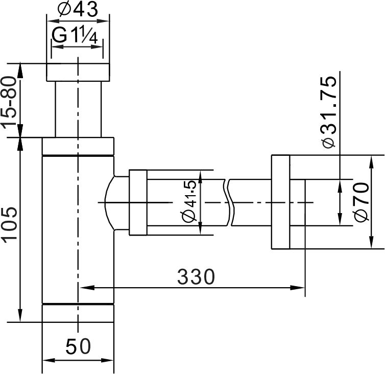 Syfon półokrągły Mexen 79960-70 czarny 1 szt