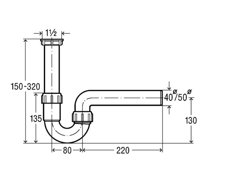Syfon rurowy Viega 1 1/4" x 50 mm biały 1 szt.