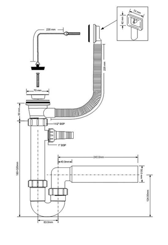 Syfon zlewozmywakowy McAlpine 1 1/2" x 50 mm z podłączeniem zmywarki/pralki 1 szt.