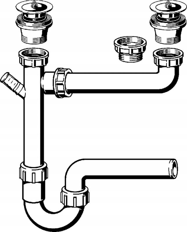 Syfon zlewozmywakowy podwójny Viega 1 1/2" x 50 mm z odpływem zmywarki 1 szt.