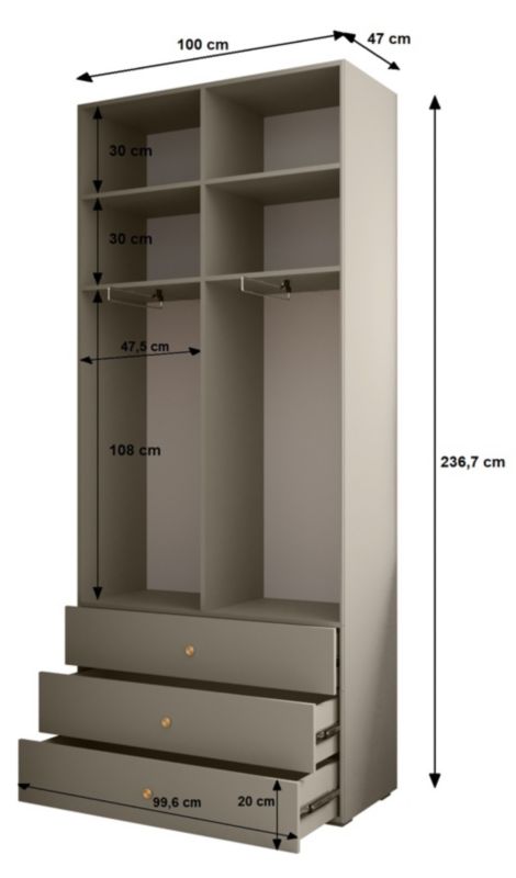 Szafa 2D3S Abiks INOVA z szufladami szer.100cm wz.1 biały 1szt.