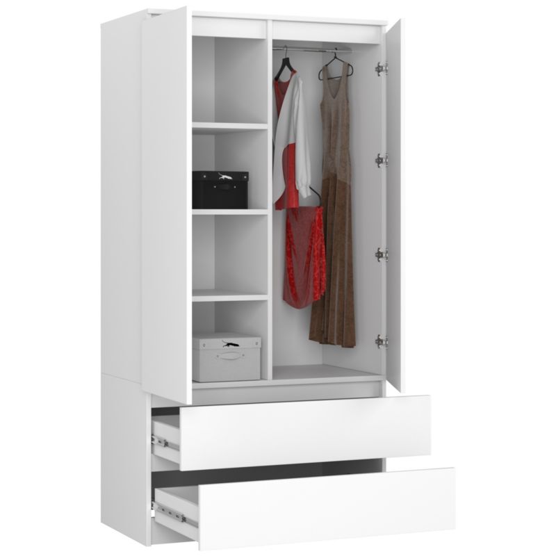 Szafa Akord 90x51x180 cm 2 drzwi 2 szuflady 4 półki biały mat 1 szt.