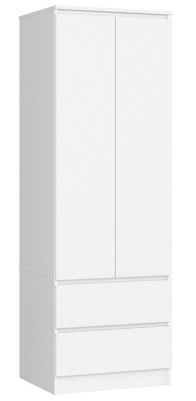 Szafa Akord S60 Biała 60 cm 2 drzwi 2 szuflady kolor Biały mat 1 półka 60x51x180 cm 1 szt.