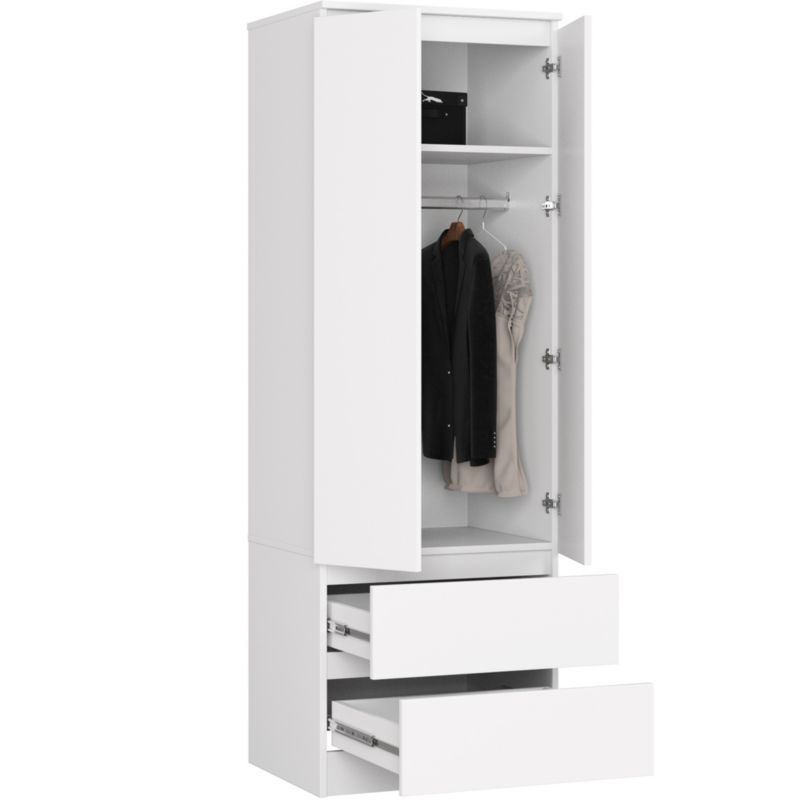 Szafa Akord S60 Biała 60 cm 2 drzwi 2 szuflady kolor Biały mat 1 półka 60x51x180 cm 1 szt.