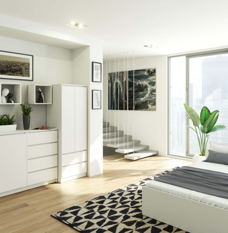 Szafa Akord S60 Biała 60 cm 2 drzwi 2 szuflady kolor Biały mat 1 półka 60x51x180 cm 1 szt.