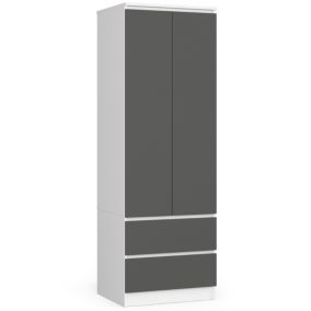 Szafa Akord S60 Biała 60 cm 2 drzwi 2 szuflady kolor Grafit Szary mat 1 półka 60x51x180 cm 1 szt.