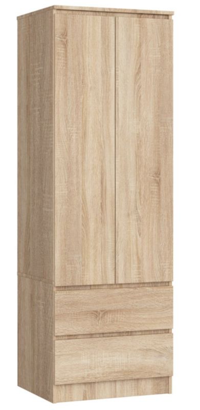 Szafa Akord S60 Dąb Sonoma 60 cm 2 drzwi 2 szuflady kolor Dąb Sonoma mat 1 półka 60x51x180 cm 1 szt.
