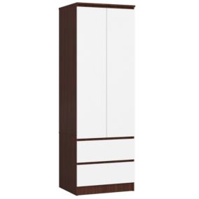 Szafa Akord S60 Wenge 60 cm 2 drzwi 2 szuflady kolor Biały mat 1 półka 60x51x180 cm 1 szt.