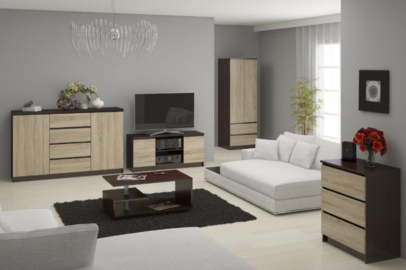 Szafa Akord S60 Wenge 60 cm 2 drzwi 2 szuflady kolor Dąb Sonoma mat 1 półka 60x51x180 cm 1 szt.