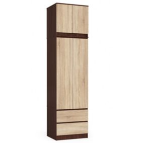 Szafa Akord S60 z nadstawką Wenge 60 cm 2 drzwi 2 szuflady kolor Dąb Sonoma mat 3 półki 60x51x234 cm 1 szt.