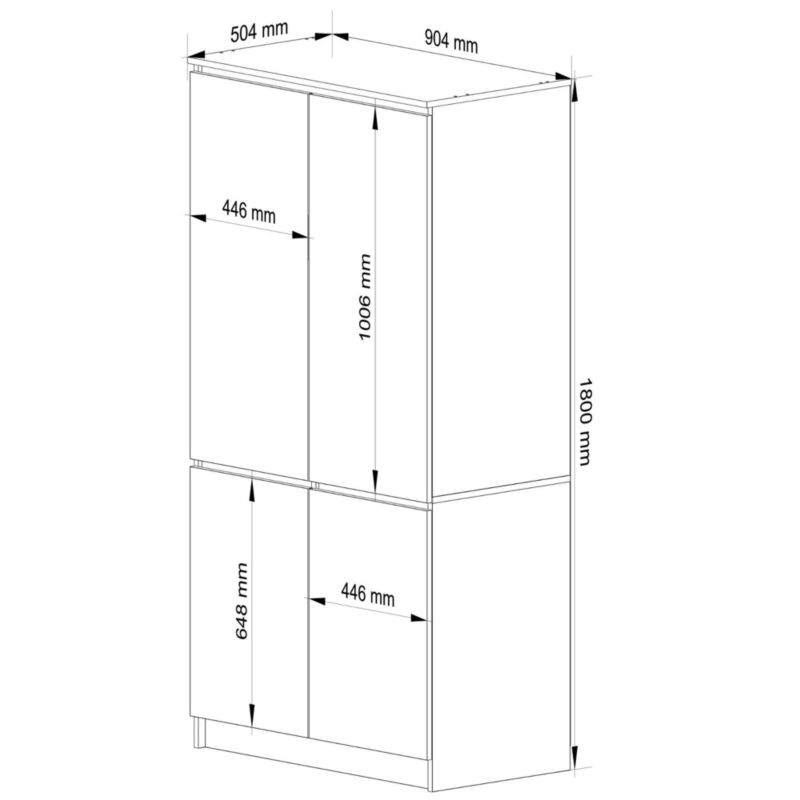 Szafa Akord S90 4 drzwi Biała 90x51x180 cm 1 szt.