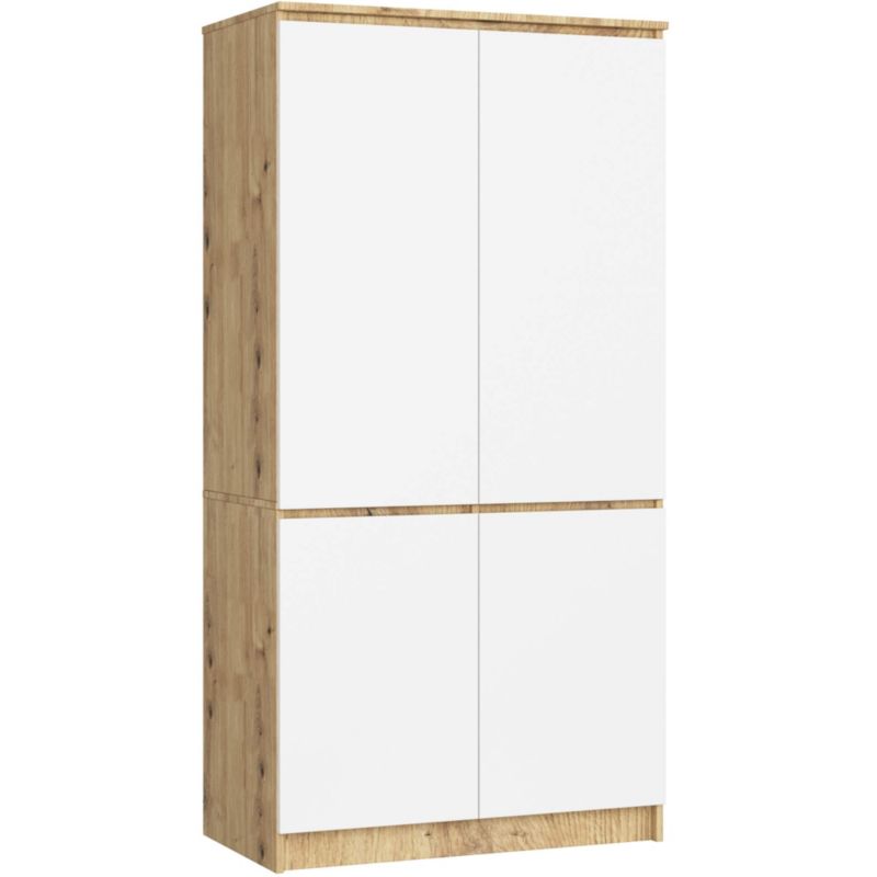 Szafa Akord S90 4 drzwi Dąb Artisan, Biała 90x51x180 cm 1 szt.