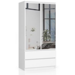 Szafa Akord S90 Biała 90 cm z lustrem 2 drzwi 2 szuflady kolor Biały mat 4 półki 90x51x180 cm 1 szt.