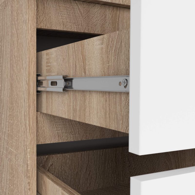 Szafa Akord S90 Dąb Sonoma 90 cm 2 drzwi 2 szuflady kolor Biały mat 4 półki 90x51x180 cm 1 szt.