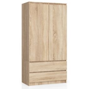 Szafa Akord S90 Dąb Sonoma 90 cm 2 drzwi 2 szuflady kolor Dąb Sonoma mat 4 półki 90x51x180 cm 1 szt.