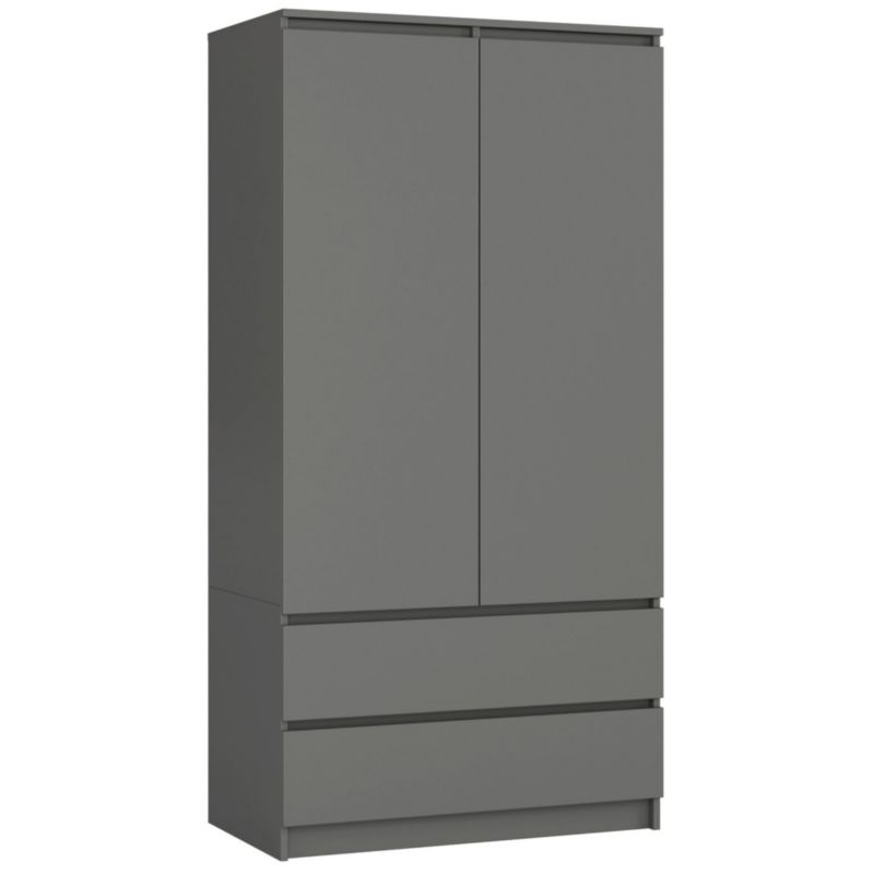 Szafa Akord S90 Grafit Szary 90 cm 2 drzwi 2 szuflady kolor Grafit Szary mat 4 półki 90x51x180 cm 1 szt.