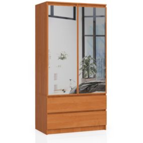 Szafa Akord S90 Olcha 90 cm z lustrem 2 drzwi 2 szuflady kolor Olcha mat 4 półki 90x51x180 cm 1 szt.