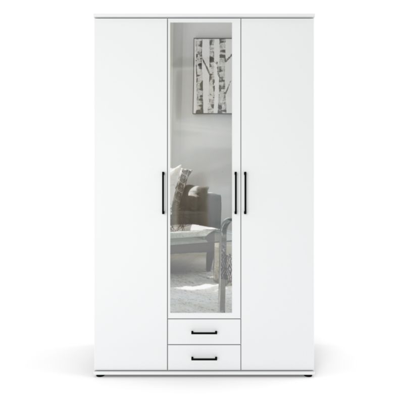 Szafa Biała Stiv-Meble Z Lustrem 120 Cm 3 Drzwi 2 Szuflady 120,2X53,5X196,3 Cm 1 Szt.