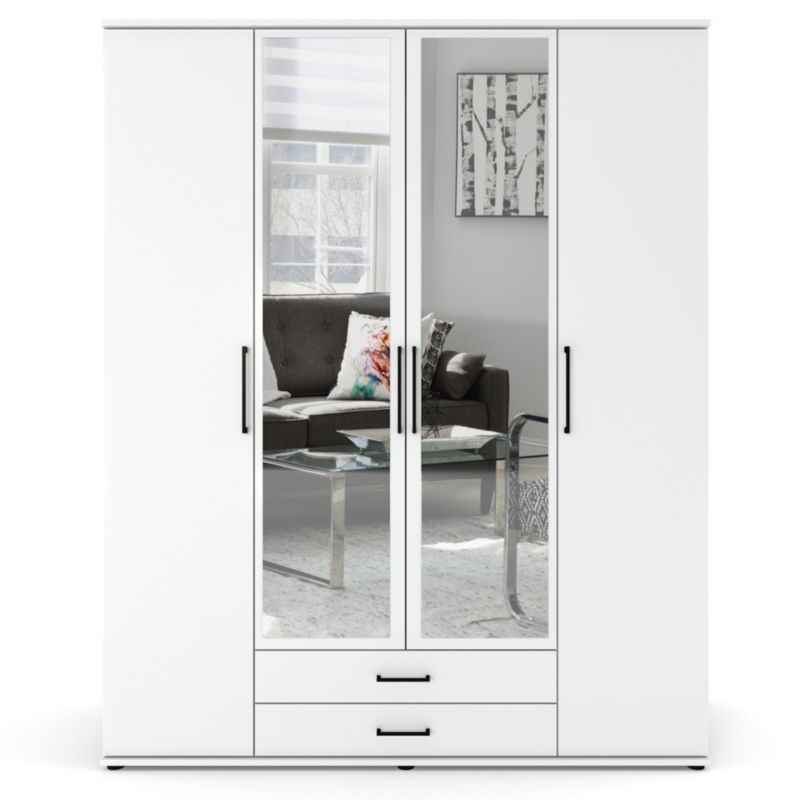 Szafa Biała Stiv-Meble Z Lustrem 160 Cm 4 Drzwi 2 Szuflady 160,2X53,5X196,3 Cm 1 Szt.