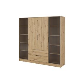 Szafa czterodrzwiowa Bettso Lyke 4drd z przeszklonym frontem i oświetleniem LED do salonu dąb artisan 1szt.