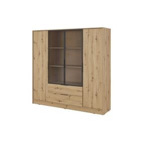 Szafa czterodrzwiowa Bettso Lyke 4drm z przeszklonym frontem i oświetleniem LED do salonu dąb artisan 1szt.