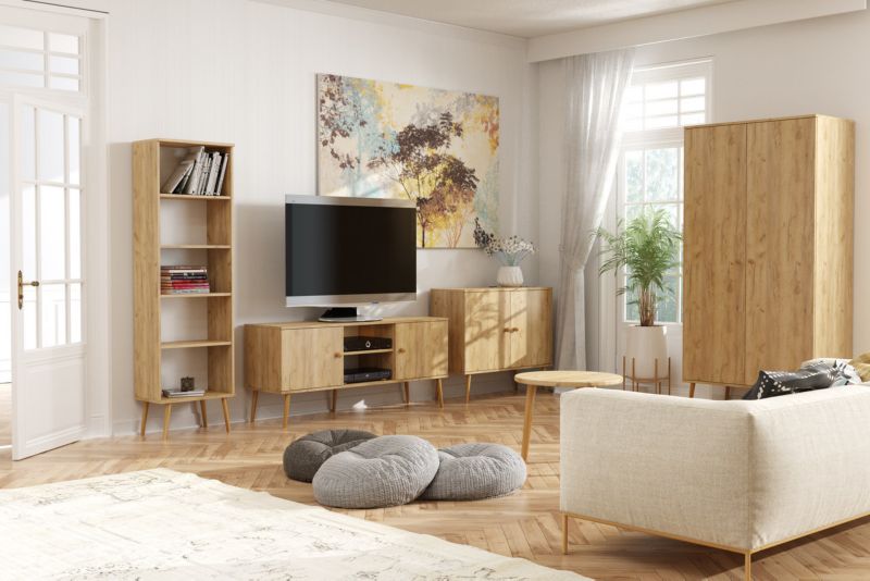 Szafa dwudrzwiowa Bettso Ikon ze sznurkowymi uchwytami i półkami w stylu skandynawskim dąb craft 1szt.