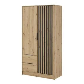 Szafa dwudrzwiowa z szufladami Bettso Nelly 2D z lamelami dąb artisan 1szt.