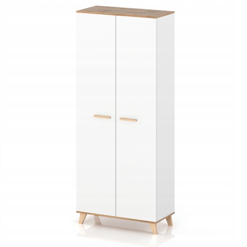 Szafa garderoba pojemna otwierana na ubrania biała dąb wotan scandi 80 cm 1 szt.