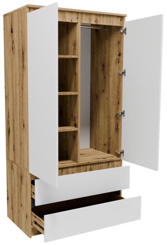 Szafa Matkam S902D2SZABI garderoba 90cm dąb artisan-biały 1 szt.