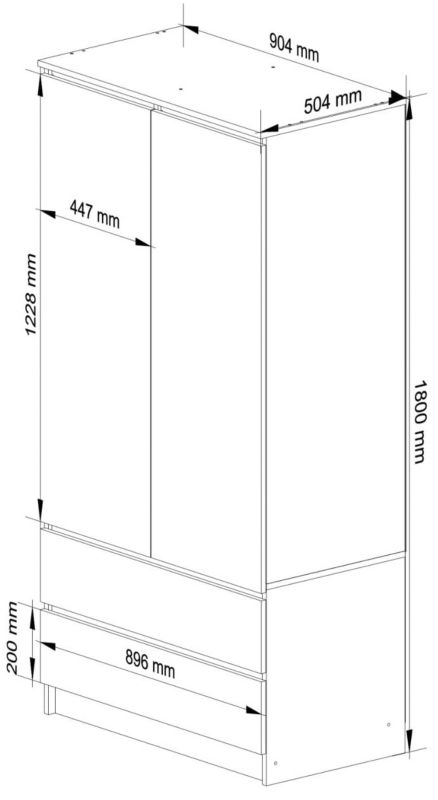 Szafa Matkam S902D2SZSON garderoba 90cm dąb sonoma 1 szt.
