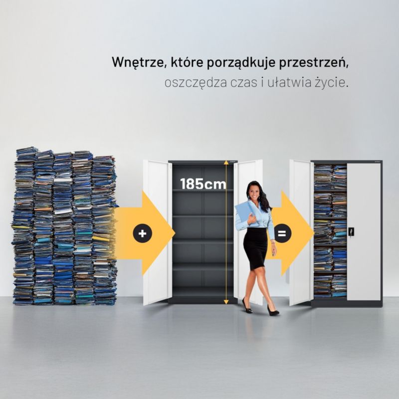 Szafa metalowa biurowa Jan Nowak 185x90x40 cm antracytowo-biała 1 szt