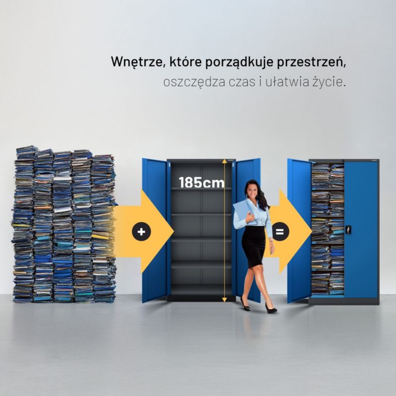 Szafa metalowa biurowa Jan Nowak 185x90x40 cm antracytowo-niebieski 1 szt