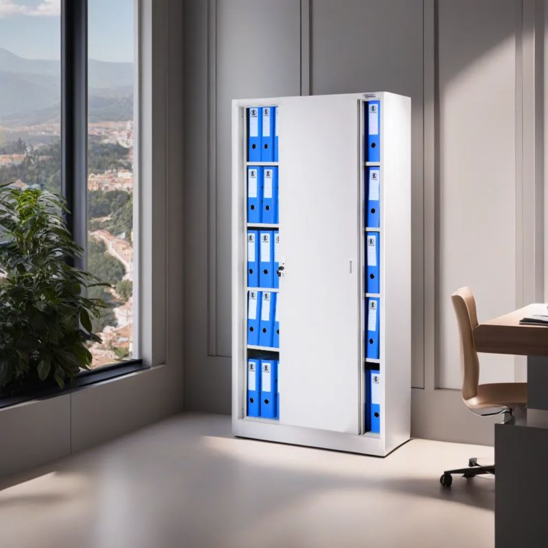 Szafa metalowa biurowa z rozsuwanymi drzwiami Jan Nowak Kuba 185x90x40 cm szara 1 szt
