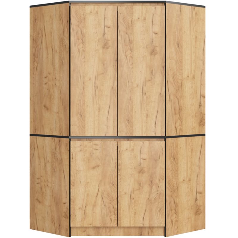 Szafa narożna Akord S100 Dąb Craft 100 cm 4 drzwi fronty kolor Dąb Craft mat 6 półek 100x50x180 cm 1 szt.