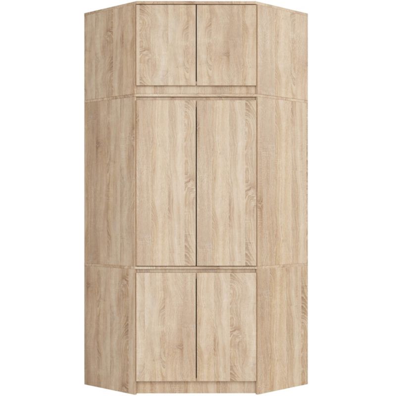 Szafa narożna z nadstawką Akord S100 Dąb Sonoma 100 cm 6 drzwi kolor Dąb Sonoma mat 9 półek 100x50x235 cm 1 szt.