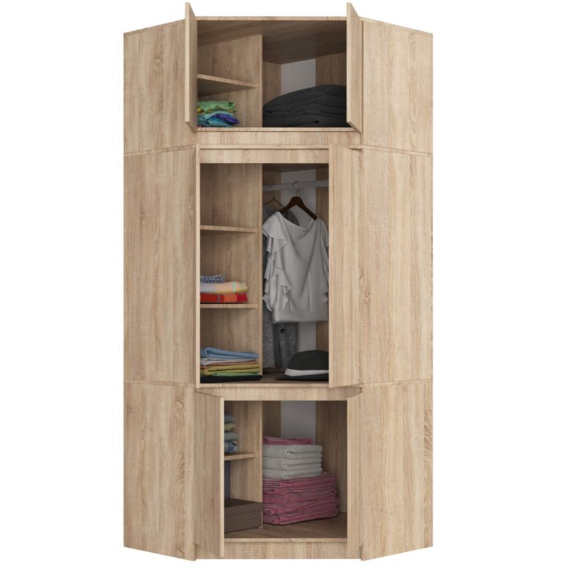 Szafa narożna z nadstawką Akord S100 Dąb Sonoma 100 cm 6 drzwi kolor Dąb Sonoma mat 9 półek 100x50x235 cm 1 szt.