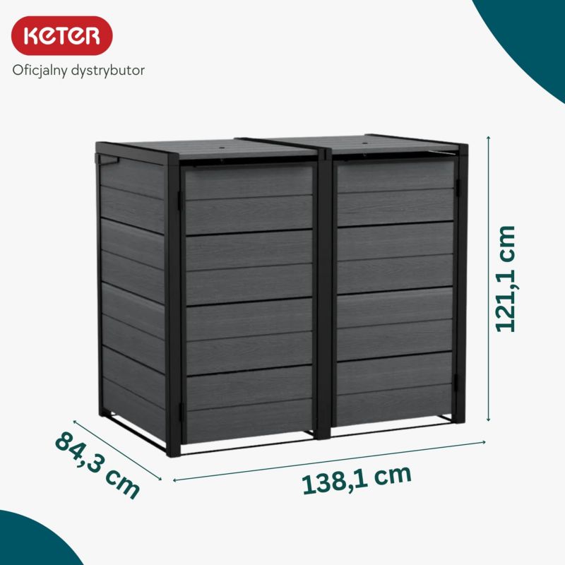 Szafa ogrodowa Keter Hide Away na 2 kosze 240L szara 1 szt