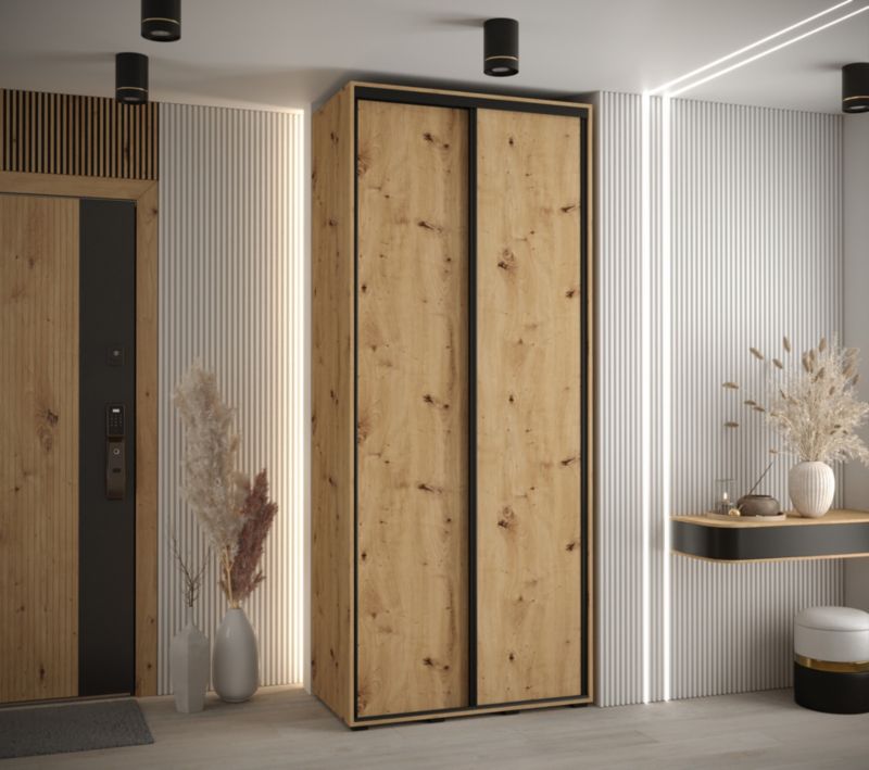 Szafa przesuwna Abiks DAVOS 1 wysoka szer.100cm artisan/artisan/czarny 1szt.