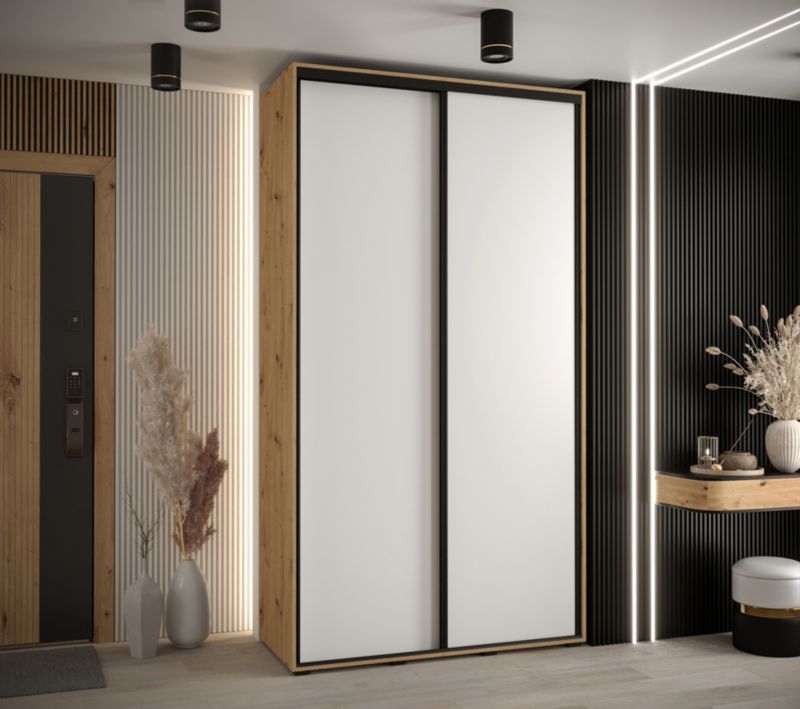 Szafa przesuwna Abiks DAVOS 1 wysoka szer.130cm artisan/biały/czarny 1szt.